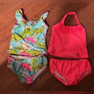 Bundle of 2 Carter’s, 2 piece Swimsuits, size 18 months  
Pink, blue